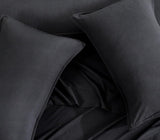 Vintage Washed Microfibre Sheet Set with 1 Pillowcase - Black - Single - Top-Down View