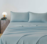 Vintage Washed Microfibre Sheet Set (Blue, Single) - Front View
