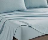 Vintage Washed Microfibre Sheet Set (Blue, Single) - Side View