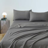 Vintage Washed Microfibre Sheet Set with 1 Pillowcase - Grey - Single - Front View