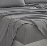 Vintage Washed Microfibre Sheet Set with 1 Pillowcase - Grey - Single - Side View