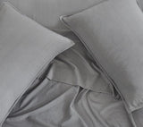 Vintage Washed Microfibre Sheet Set with 1 Pillowcase - Grey - Single - Top-Down View