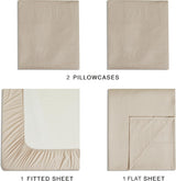 Vintage Washed Microfibre Sheet Set with 1 Pillowcase - Linen - Single - Top-Down View