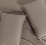 Vintage Washed Microfibre Sheet Set (Truffle, Single) - Close-Up Angle