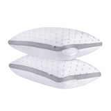 Luxury Bamboo Cooling Twin pack plush down-like pillows with 2 bonus quilted waterproof pillow protectors - Top-Down View