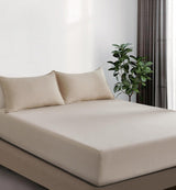 100% Vintage Washed Microfibre Fitted Sheet Set – Ultra Soft & Lightweight All-Season Fitted Sheet with 2 Pillowcases (Linen, Double Size)