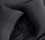Vintage Washed Microfibre Quilt Cover Set (3Pcs) - Black - Double Size - Top-Down View