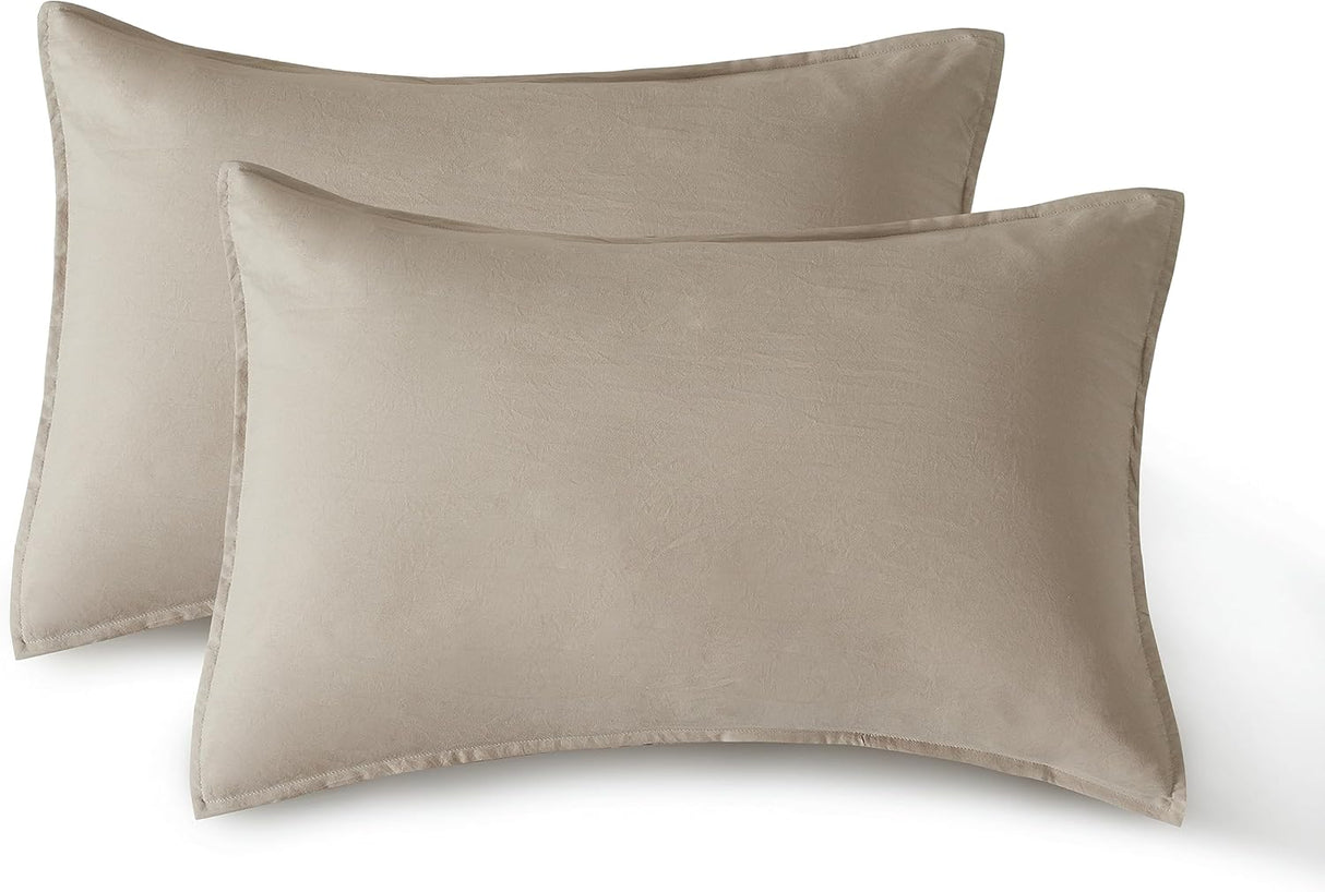 Vintage Washed Microfibre Quilt Cover Set (3Pcs) - Linen - Double Size