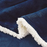 2-in-1 Teddy Sherpa Quilt Cover Set (Navy Blue, Double) - Front View