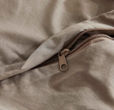 Vintage Washed Microfibre Quilt Cover Set (Truffle, Double) - Side View