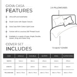 100% Cotton Vintage Washed Bed Quilt Cover Set - White - Double Size - Extra Image