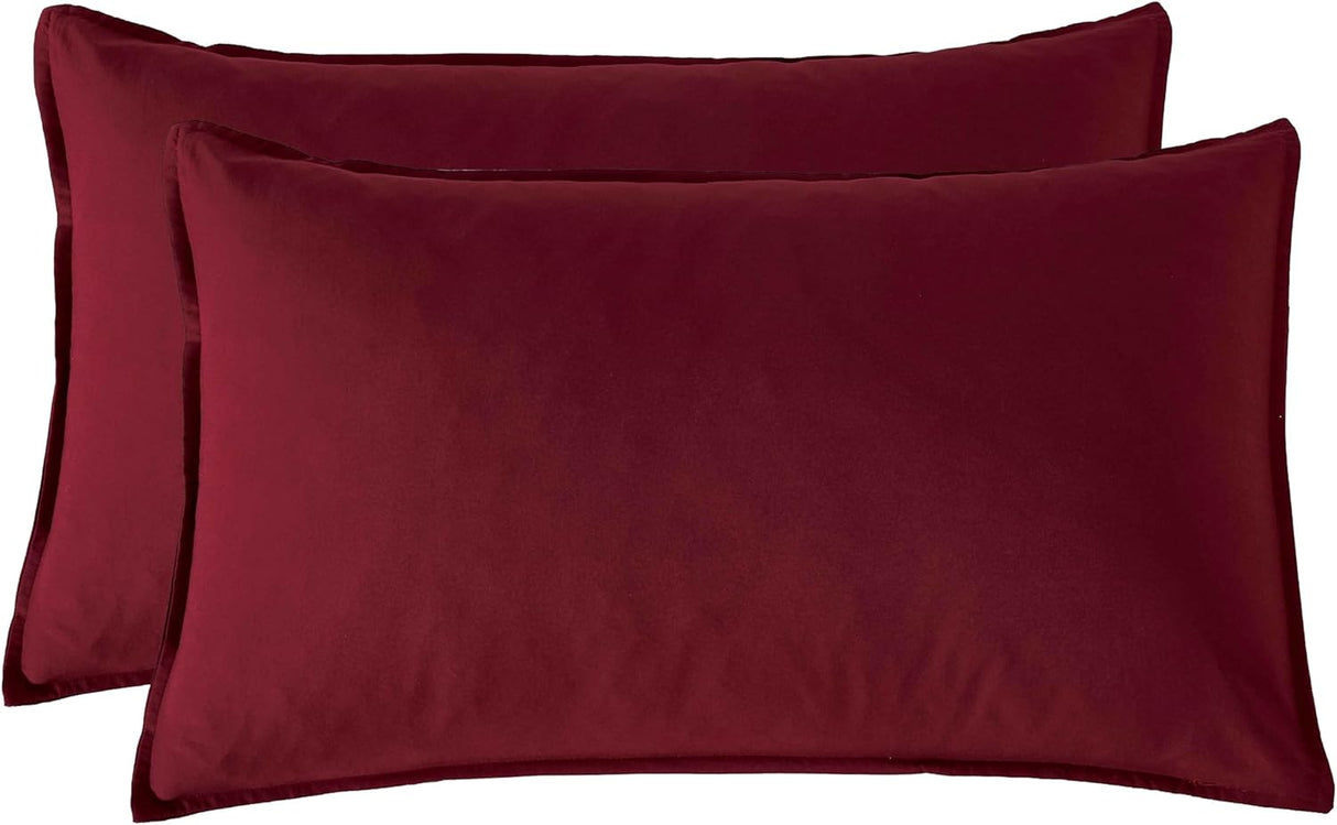 Vintage Washed Microfibre Sheet Set (Burgundy, Double)