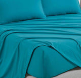 Vintage Washed Microfibre Sheet Set (Teal, Double) - Side View