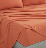 Vintage Washed Microfibre Sheet Set with 2 Pillowcases - Terracotta - Double - 45-Degree Angle