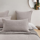 Lisbon Quilted 3-Piece Embossed Coverlet Set (Beige, Double/Queen) - Side View
