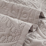 Lisbon Quilted 3-Piece Embossed Coverlet Set (Beige, Double/Queen) - Top-Down View