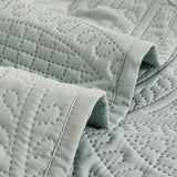 Lisbon Quilted 3-Piece Embossed Coverlet Set (Sage Green, Double/Queen) - Side View