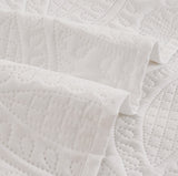 Lisbon Quilted 3-Piece Embossed Coverlet Set (White, Double/Queen) - Top-Down View
