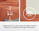 100% Vintage Washed Microfibre Fitted Sheet Set – Ultra Soft & Lightweight All-Season Fitted Sheet with 2 Pillowcases (Terracotta, Queen Size) - Front View