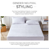 100% Ultra-Soft Cotton Quilted Anti-Microbial Mattress Cover Protector - White - Queen Size - Rear View