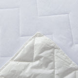 100% Ultra-Soft Cotton Quilted Anti-Microbial Mattress Cover Protector - White - Queen Size - Low Angle