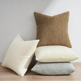Corduroy Velvet Cushion Covers - Soft Velvet Fabric with Hidden Zipper - Stylish Mix of Beige Shades, 45cm x 45cm (Pack of 4) - Side View