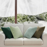 Corduroy Velvet Cushion Covers - Soft Velvet Fabric with Hidden Zipper - Stylish Mix of Green Shades, 45cm x 45cm (Pack of 4) - Front View