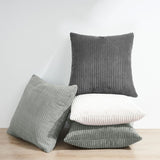 Corduroy Velvet Cushion Covers - Soft Velvet Fabric with Hidden Zipper - Stylish Mix of Grey Shades, 45cm x 45cm (Pack of 4) - Side View