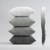 Corduroy Velvet Cushion Covers - Soft Velvet Fabric with Hidden Zipper - Stylish Mix of Grey Shades, 45cm x 45cm (Pack of 4) - Top-Down View