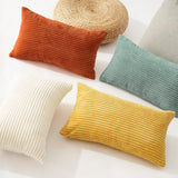 Corduroy Velvet Cushion Covers - Soft Velvet Fabric with Hidden Zipper - Rainbow, 30cm x 50cm (Pack of 4) - Front View
