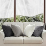 Corduroy Corn Grain Cushion Covers - Soft Velvet with Hidden Zipper - Stylish Mix of Grey Shades, 45cm x 45cm (Pack of 4) - Front View