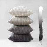 Corduroy Corn Grain Cushion Covers - Soft Velvet with Hidden Zipper - Stylish Mix of Grey Shades, 45cm x 45cm (Pack of 4) - Top-Down View