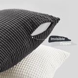 Corduroy Corn Grain Cushion Covers - Soft Velvet with Hidden Zipper - Stylish Mix of Grey Shades, 45cm x 45cm (Pack of 4) - 45-Degree Angle