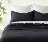 Bamboo Microfibre Quilt Cover Set - Charcoal - Queen - Front View