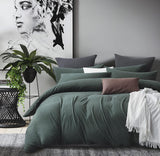 100% Jersey Cotton Quilt Cover Set - Green - Queen - Front View