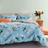 Botanical Microfibre Quilt Cover Set (3Pcs) - Sarah - Queen Size - Rear View