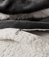 2-in-1 Teddy Sherpa Quilt Cover Set (Queen Size - Charcoal) - Top-Down View