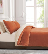 2-in-1 Teddy Sherpa Quilt Cover Set (Queen Size - Terracotta) - Side View
