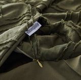 100% Premium Tufted Microfibre Quilt Cover Set - Ultra-Soft, Durable Embroidery Bedding Comforter Set - Machine Washable & Zipper Closure - Khaki Green - Queen - Rear View