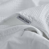 100% Cotton Checkered Waffle Pattern Quilt Cover Set - White - Queen - Rear View