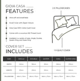 100% Cotton Vintage Washed Bed Quilt Cover Set - Khaki Green - Queen Size - Rear View