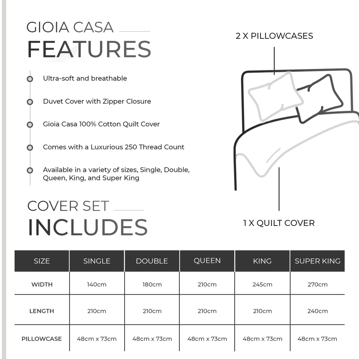 100% Cotton Vintage Washed Bed Quilt Cover Set - White - Queen Size