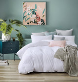 100% Jersey Cotton Quilt Cover Set - White - Queen