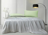 Ice Cooling Reversible Summer Comforter Blanket (Green and Grey, Queen/King) - Front View