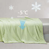 Ice Cooling Reversible Summer Comforter Blanket (Green and Grey, Queen/King) - Top-Down View