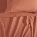 Vintage Washed 100% Cotton Soft Breathable Sheet Set - Brick - Queen - Side View