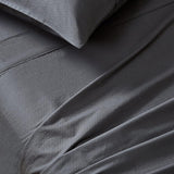 Vintage Washed 100% Cotton Sheet Set with 2 Pillowcases - Charcoal - Queen Size - Front View