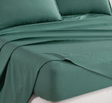 Bamboo Microfibre Sheet Set - Green - Queen - Side View