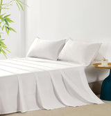 Bamboo Microfibre Sheet Set - White - Queen - Front View
