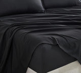 Vintage Washed Microfibre Sheet Set with 2 Pillowcases - Black - Queen - Side View